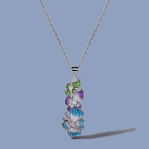 

Women's Clear AAA Cubic Zirconia Pendant Necklace Color Block Floral / Botanicals Dainty Rustic European Sweet Brass Silver 50 cm Necklace Jewelry 1pc For
