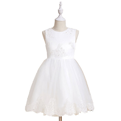 

A-Line Knee Length Flower Girl Dresses Party Chiffon Sleeveless Jewel Neck with Bow(s)