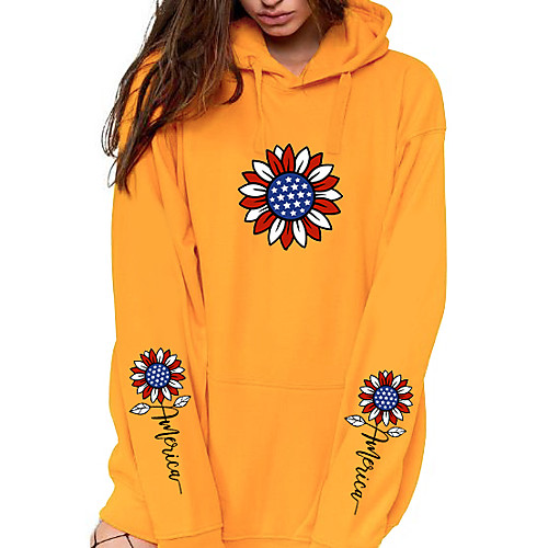 

Women's Hoodie Sweatshirt Floral Sunflower Front Pocket Print Daily Sports Hot Stamping Active Streetwear Hoodies Sweatshirts Blue Yellow Blushing Pink