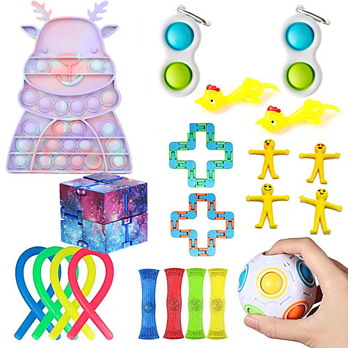 

Squishies Squeeze Toy / Sensory Toy Push Pop Bubble Sensory Fidget Toy Stress Reliever 19 pcs Gift Silicone Plastic Rubber For Kid's Adults' Women Boys and Girls