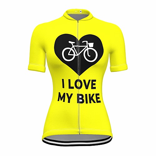 

21Grams Women's Short Sleeve Cycling Jersey Summer Spandex Yellow Heart Bike Top Mountain Bike MTB Road Bike Cycling Quick Dry Moisture Wicking Sports Clothing Apparel / Stretchy / Athleisure