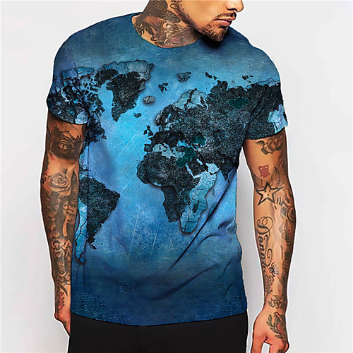 

Men's Unisex Tee T shirt Shirt 3D Print Scenery Graphic Prints Print Short Sleeve Daily Tops Casual Designer Big and Tall Blue