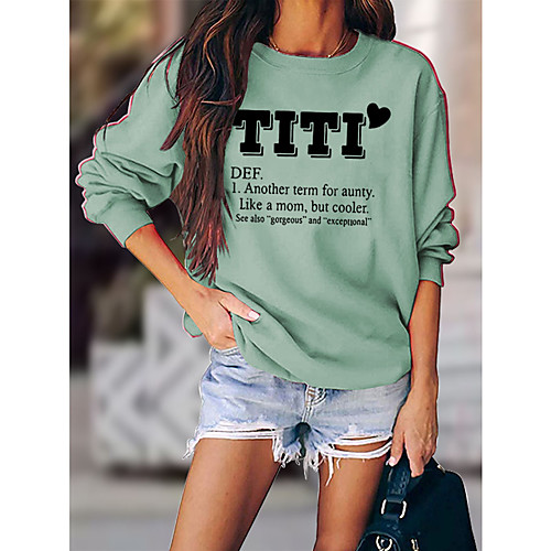 

Women's Sweatshirt Pullover Heart Text Print Daily Sports Hot Stamping Sportswear Streetwear Hoodies Sweatshirts Wine Fuchsia Green