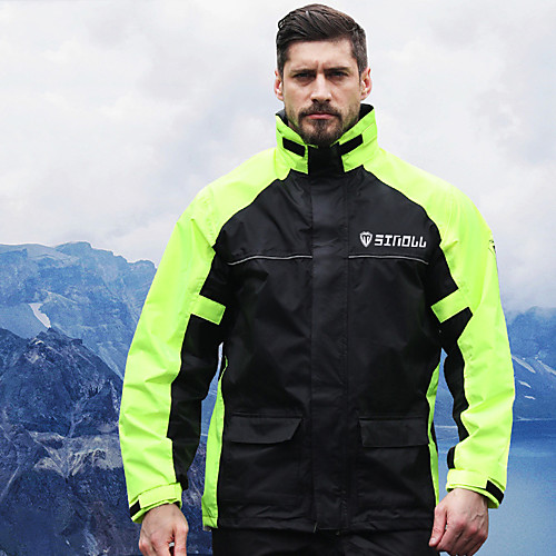 

Men's Rain Suit Rain Jacket Pants Hoodie Jacket Outdoor Reflective Waterproof Breathable Stain Resistant Clothing Suit Fishing Camping & Hiking Running Green Black