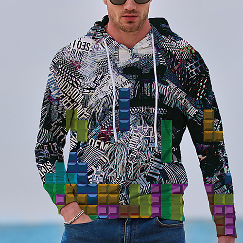 

Men's Pullover Hoodie Sweatshirt Plaid Graphic Prints Print Daily Sports 3D Print 3D Print Casual Hoodies Sweatshirts Gray