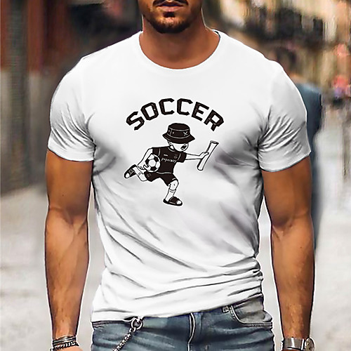 

Men's Unisex Tee T shirt Shirt Hot Stamping Graphic Prints Olympics Print Short Sleeve Casual Tops Cotton Basic Designer Big and Tall White