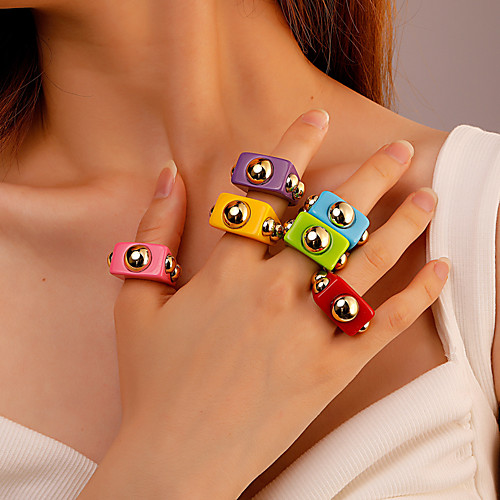 

Ring Fancy Blue Purple Yellow Acrylic Resin Alloy Stylish Simple European 1pc One Size