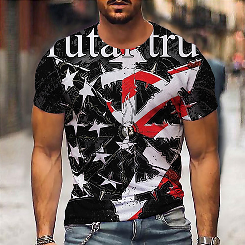 

Men's Unisex Tee T shirt Shirt 3D Print Graphic Prints Star Print Short Sleeve Daily Tops Casual Designer Big and Tall Black