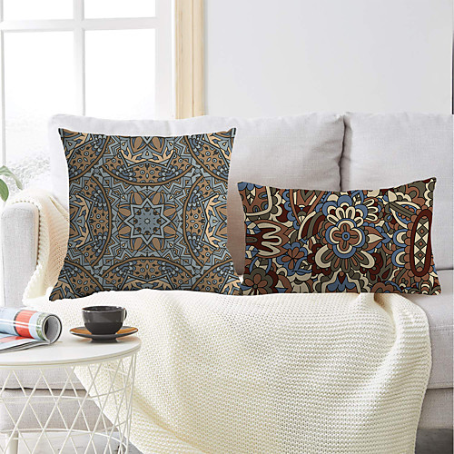 

Mandala Bohemian Double Side Cushion Cover 2PC Soft Decorative Square Throw Pillow Cover Cushion Case Pillowcase for Bedroom Livingroom Superior Quality Machine Washable Outdoor Cushion for Sofa Couch Bed Chair