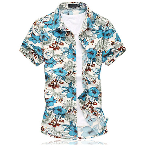 

Men's Shirt Graphic Short Sleeve Daily Tops Casual Blue