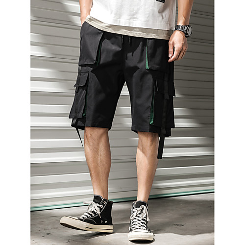 

Men's Shorts Sports Leisure Sports Shorts Pants Solid Color Short Classic Black and Green