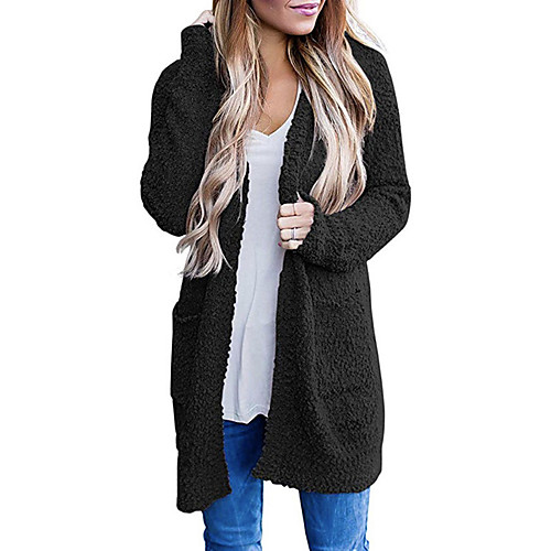 

Women's Coat Daily Fall Winter Long Coat V Neck Regular Fit Casual Jacket Long Sleeve Plain Quilted Yellow Blushing Pink / Work / Cotton