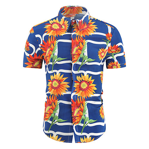 

Men's Shirt Graphic Short Sleeve Casual Tops Casual Blue