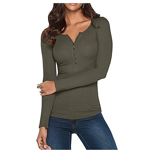 

Women's Sexy Solid Color Pullover Sweater Long Sleeve Sweater Cardigans V Neck Wine Red Green White