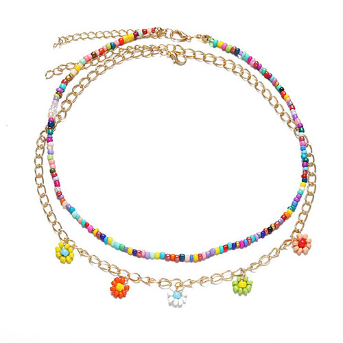 

Women's Girls' Choker Necklace Pendant Necklace Drop Flower Dainty Simple Holiday European Imitation Pearl Resin Rainbow 44-50 cm Necklace Jewelry 1pc For Party Evening Street Prom Birthday Party