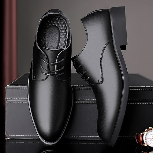 

Men's Oxfords Business British Wedding Office & Career Leather Wear Proof Black Fall Summer