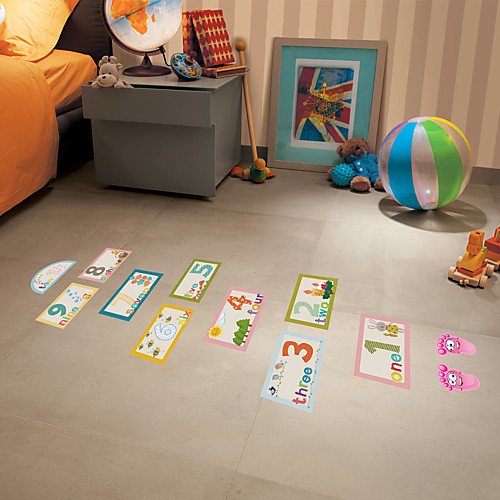 

Children's Cartoon Pattern Hopscotch Floor Stickers Kindergarten Early Education Interactive Decoration English Numbers Jump Grid Floor Decoration Stickers