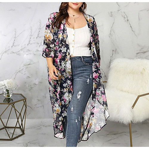

Women's Coat Daily Wear Spring Summer Maxi Coat Regular Fit Casual / Daily Jacket Print Others Leopard Floral