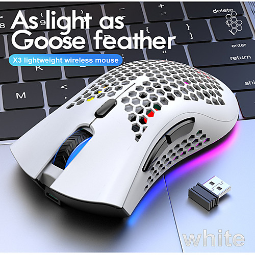 

Free Wolf X3 Lightweight Wireless Game Mouse Esports RGB Light Hole Game Mouse
