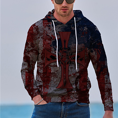 

Men's Unisex Hoodie Graphic Prints Flag Print Daily Sports 3D Print 3D Print Casual Hoodies Sweatshirts Yellow Red