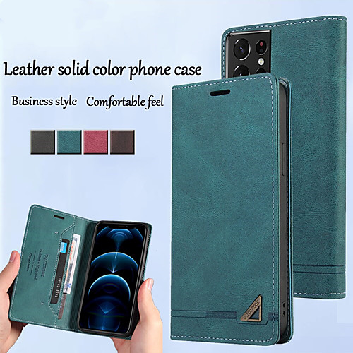 

Leather Wallet Phone Case For Samsung Galaxy S21 Ultra S21 Plus S20 FE S20 Ultra Note 20 Ultra A52 A72 A32 A71 A51 A21s Magnetic Flip Folio Full Body Protective Cover with Card Slots Kickstand