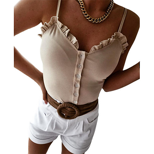 

Women's Solid Color 95% polyester 5% cotton Casual Sexy Daily Wear Home Sleeveless