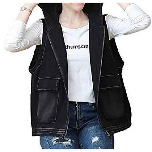 

Women's Vest Solid Color Casual Fall Outerwear Causal 416 Black / Winter / V Neck