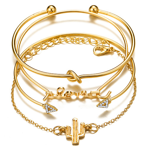 

Women's Bracelet Stacking Stackable Leaf Alphabet Shape Stylish Unique Design Ethnic European Rhinestone Bracelet Jewelry Silver / Gold For Wedding Party Evening Date Birthday Festival