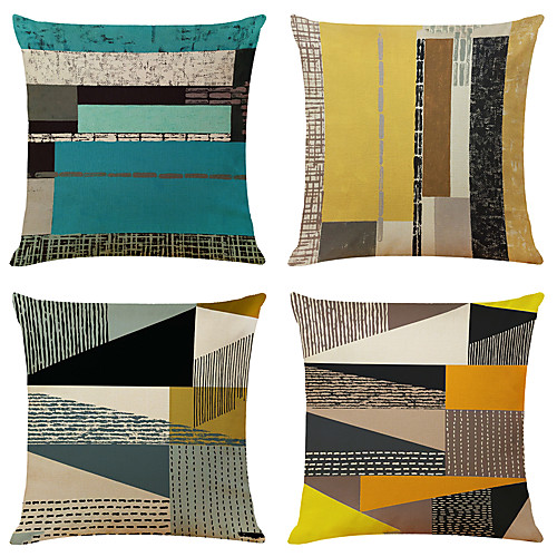 

Geometric Double Side Cushion Cover 4PC Soft Decorative Square Throw Pillow Cover Cushion Case Pillowcase for Bedroom Livingroom Superior Quality Machine Washable Outdoor Cushion for Sofa Couch Bed Chair