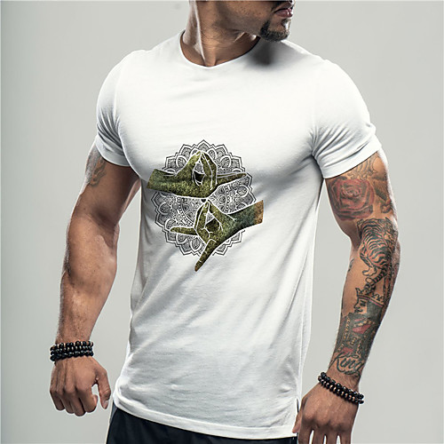 

Men's Unisex Tee T shirt Shirt Hot Stamping Graphic Prints Hand Print Short Sleeve Casual Tops Cotton Basic Designer Big and Tall White