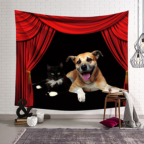 

Circus Curtain Wall Tapestry Art Decor Blanket Curtain Hanging Home Bedroom Living Room Decoration Polyester Cat Dog