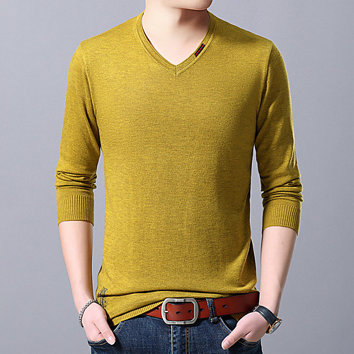 

Men's Stylish Vintage Style Knitted Solid Color Vest Sweater Sleeveless Sweater Cardigans V Neck Fall Winter Purple Yellow Orange