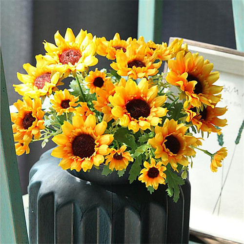 

33cm European Style Imitation Sunflower Bouquet Decoration Flower Living Room With Flowers In Hand