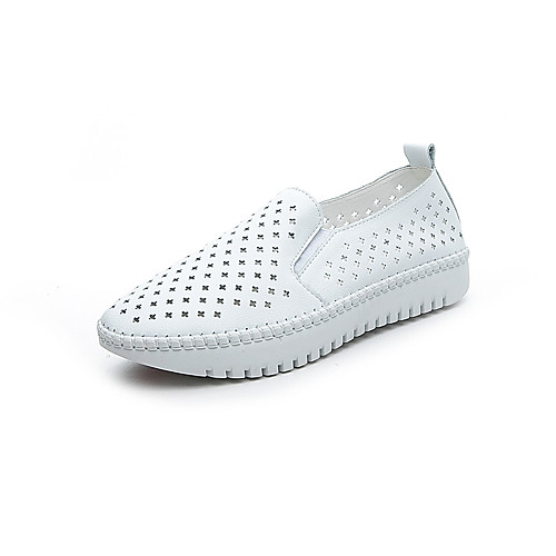 

Women's Loafers & Slip-Ons Flat Heel Round Toe Booties Ankle Boots Daily Work Leather Solid Colored White Black