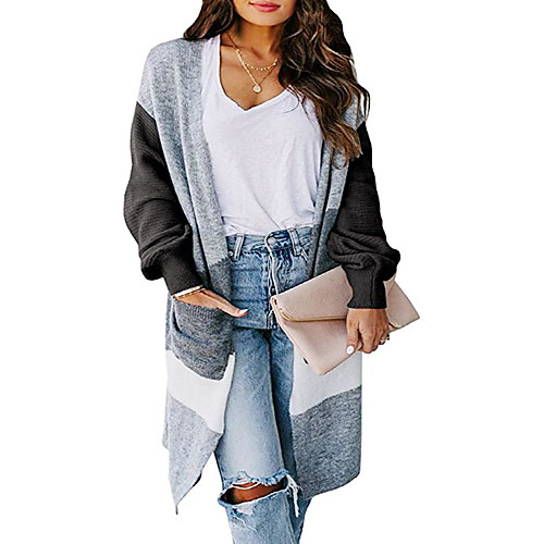 

Women's Stripes Cardigan Long Sleeve Sweater Cardigans V Neck Blue Orange Black