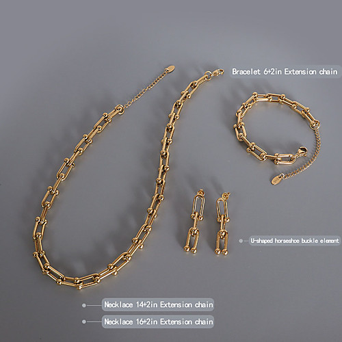 

lureme 18K Gold U Shaped Link Chain Choker Necklace Titanium Bold Chunky Necklace for Women (nl006277)
