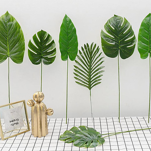 

5pcs of Simulated Hand Feel Over Gum Turtle Leaf Branch Plant Scandinavian Style Home Decoration Leaf