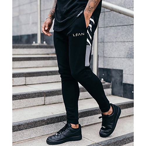 

Men's Athleisure Sports Outdoor Sports Casual Sports Pants Sweatpants Pants Letter Full Length Print Grey Black