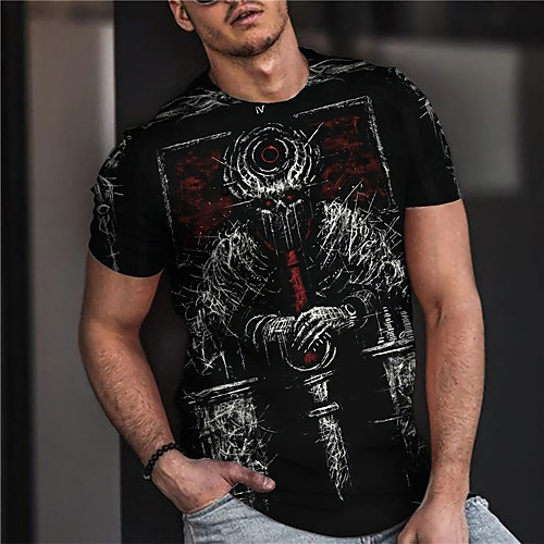 

Men's Unisex Tee T shirt Shirt 3D Print Graphic Prints Skull Print Short Sleeve Daily Tops Casual Designer Big and Tall Black