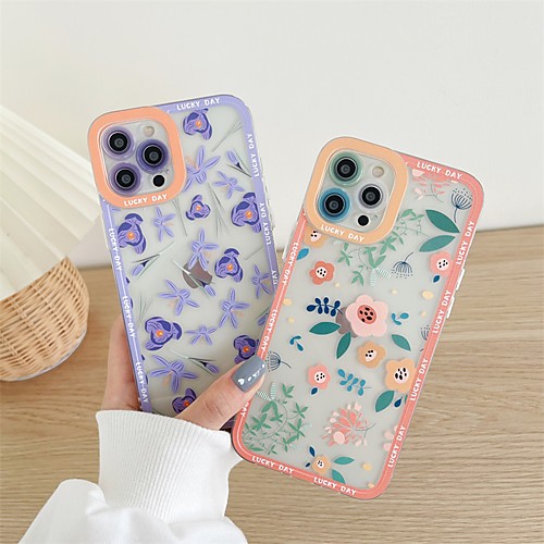 

Phone Case For Apple Back Cover iPhone 12 Pro Max 11 SE 2020 X XR XS Max 8 7 Shockproof Dustproof Geometric Pattern Flower TPU