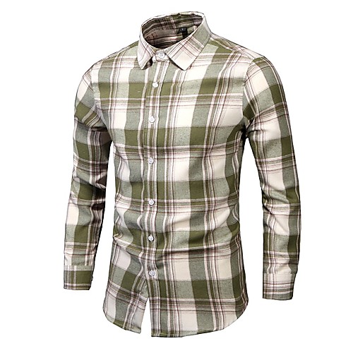 

Men's Shirt Other Prints Lattice Plus Size Long Sleeve Casual Tops Casual Soft Breathable Gray Green