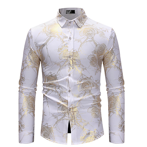 

Men's Shirt Graphic Rose Print Long Sleeve Weekend Tops Lightweight Comfortable Wine White Black