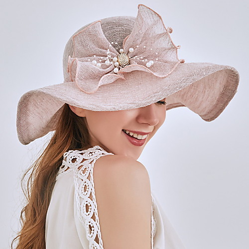 

Fashion Beach Linen / Cotton Blend Hats with Flower 1pc Casual / Holiday Headpiece