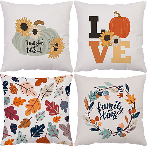 

Autumn Double Side Cushion Cover 4PC Soft Decorative Square Throw Pillow Cover Cushion Case Pillowcase for Bedroom Livingroom Superior Quality Machine Washable Outdoor Cushion for Sofa Couch Bed Chair Fall Pumpkin