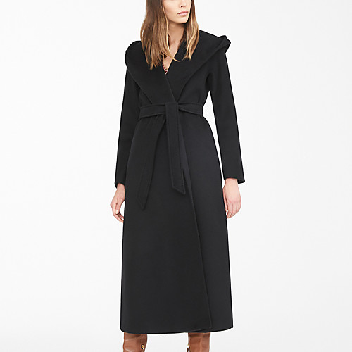 

Women's Coat Daily Fall & Winter Long Coat Regular Fit Basic Jacket Long Sleeve Solid Colored Drawstring Black