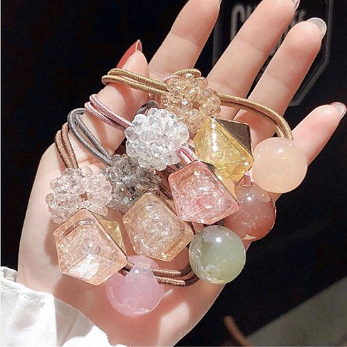 

Women's Fashion Crystal Drill Rope Thick Ponytail Ins Hair Ring Korea Online Celebrity Hair Rope Simple Korean Rubber Band 2PCS