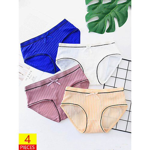 

Women's Bow Brief Micro-elastic Low Waist 4 Pieces Multi color One-Size