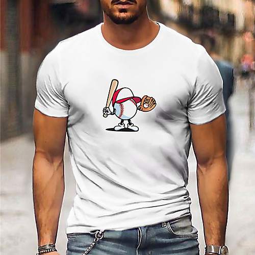 

Men's Unisex Tee T shirt Shirt Hot Stamping Graphic Prints Olympics Print Short Sleeve Casual Tops Cotton Basic Designer Big and Tall White