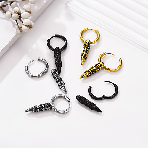 

Women's Men's Drop Earrings Hoop Earrings Huggie Earrings Vintage Style Skull Stylish Vintage Punk Stainless Steel Earrings Jewelry Silver / Gold / Black For Halloween Gift Festival