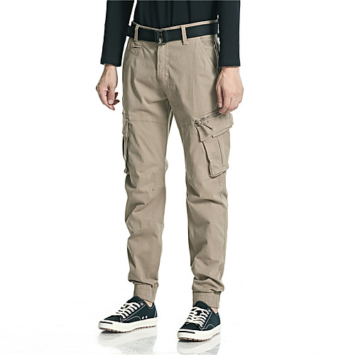 

Men's Casual / Sporty Chino Soft Sports Loose Daily Leisure Sports Pants Chinos Pants Solid Colored Full Length Sporty ArmyGreen Blue Khaki Black